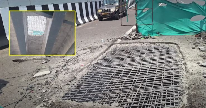 Dùng tay không bóc đường mới xây để tố chất lượng kém